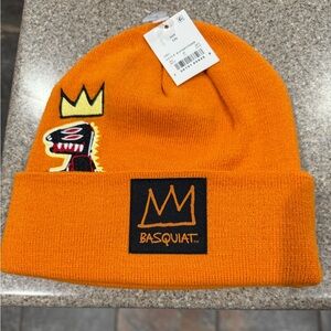 Basquiat Men’s Orange Dino Crown Beanie, Size OS, NWT!